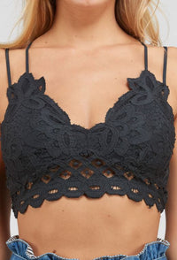 Floral Bralette in Charcoal - I Love Bon Bon