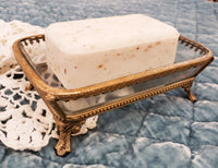 Footed Glass Soap Dish - I Love Bon Bon