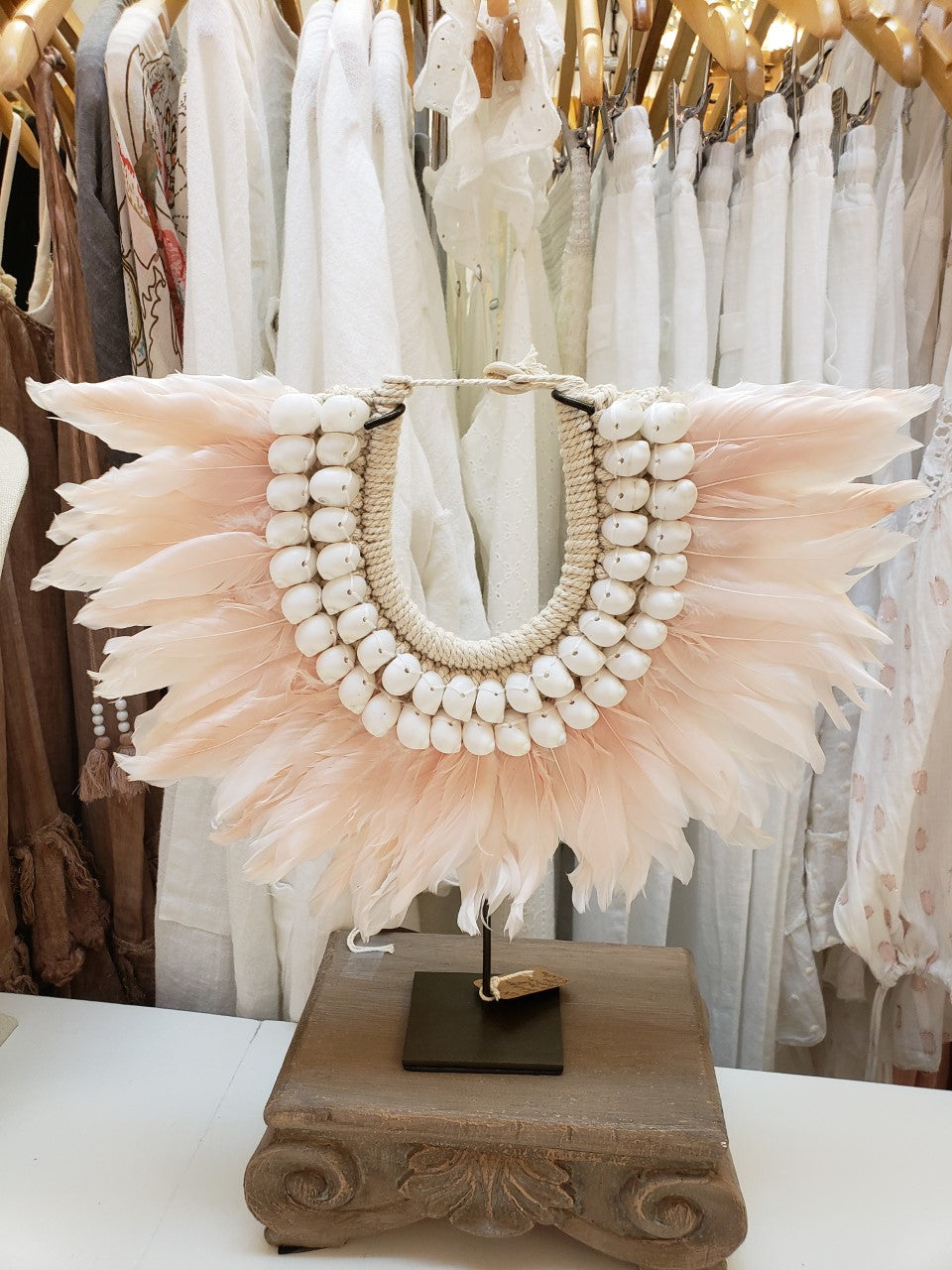 Pink Tahitian Feather Collar - I Love Bon Bon