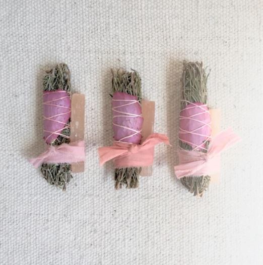 Rosemary & Pink Selenite Smudge Stick - I Love Bon Bon